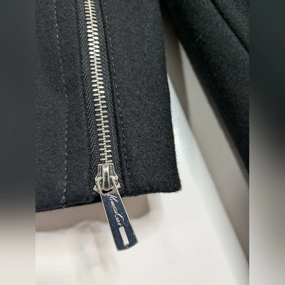 Stunning Kenneth Cole NY Black Stand Collar Wool Blend Walker Coat - Picture 9 of 11